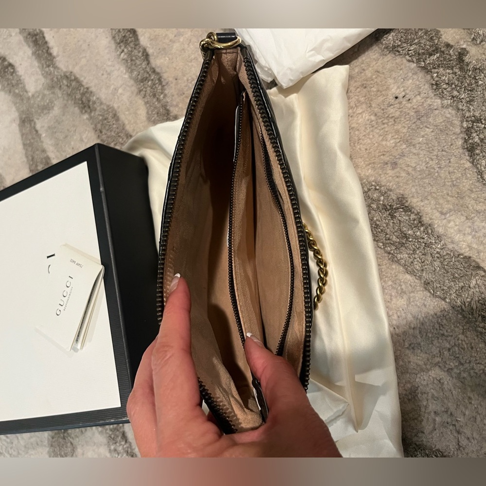 GUCCI MARMONT Mini Chain Bag Crossbody Black Gold Chain Mint - Picture 7 of 13